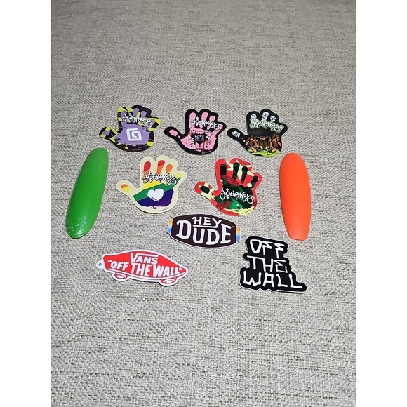 Vintage Journeys Hand Print Stkrs (5) Y2K (2) Rubber Surf/Skateboards Vans Hey D - Picture 1 of 16